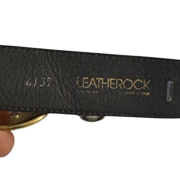 Leatherock vintage 90's Studded Western Belt Cream Lizard Leather Boho 27-33" - Picture 6 of 7